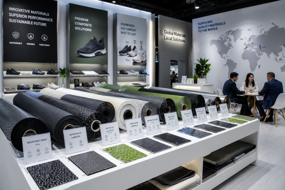 Global footwear material showroom supporting International Footwear Supply Chains with advanced composite shoe fabrics