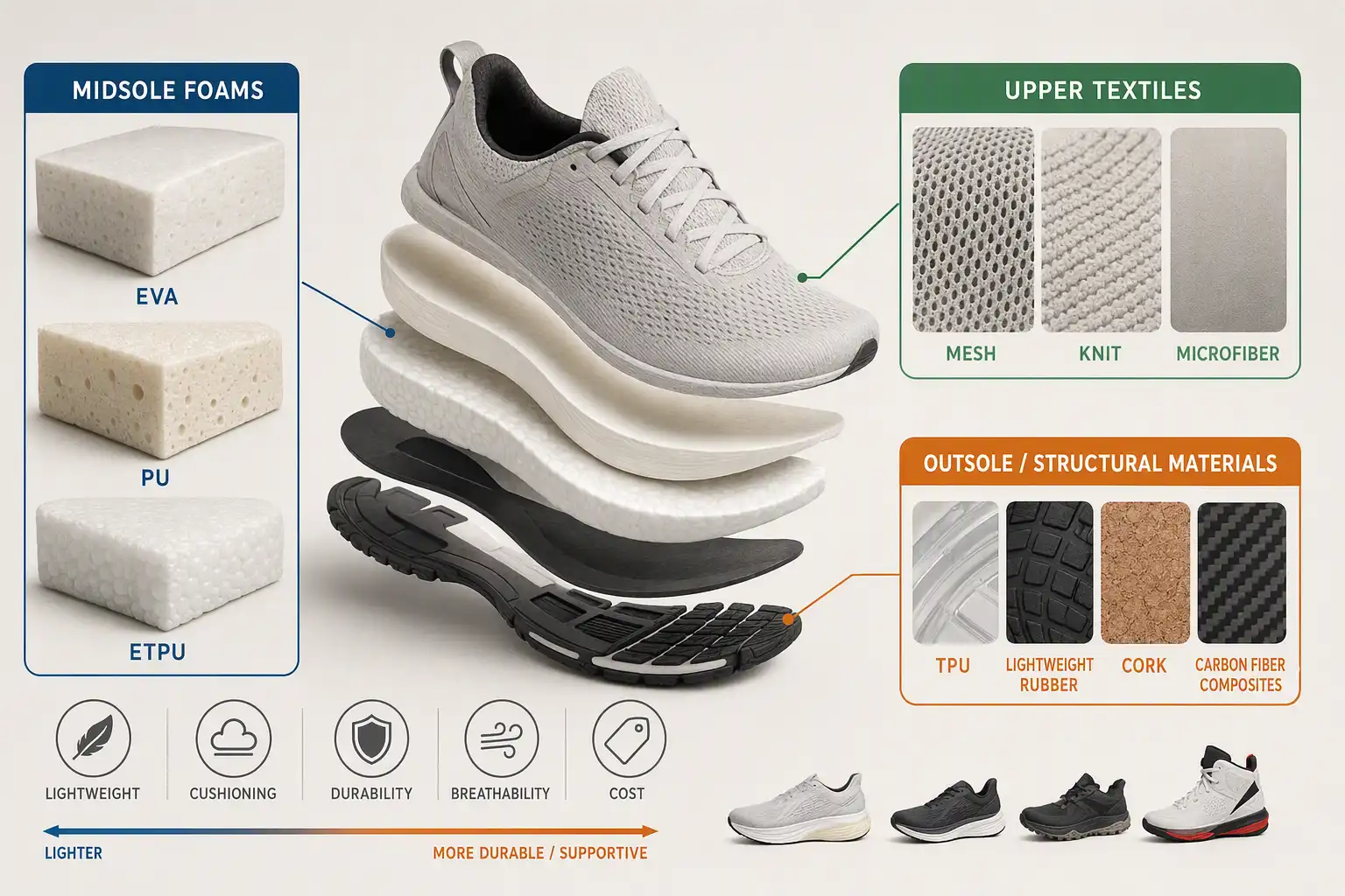 Types of Lightweight Materials for Shoes